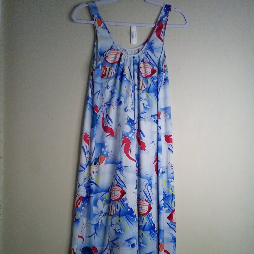 Travel-Lite Dress Women S Sleeveless Tropical Hawaiian Fish Blue